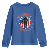 Firefighter Memorial In Honor Of The 343 Maltese Cross Graphic Youth Sweatshirt Patriotic 9 11 Memorial Tribute