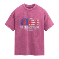 Firefighter Memorial 343 Never Forget American Flag Washed Cotton T-Shirt 25th Anniversary Patriotic Honor 9 11 Tribute