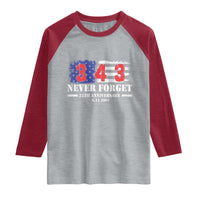Firefighter Memorial 343 Never Forget American Flag Raglan Shirt 25th Anniversary Patriotic Honor 9 11 Tribute