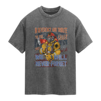 Firefighter Memorial In Reverence And Tribute Fallen Heroes 343 Washed Cotton T-Shirt We Will Never Forget Honor 9 11
