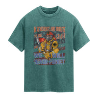 Firefighter Memorial In Reverence And Tribute Fallen Heroes 343 Washed Cotton T-Shirt We Will Never Forget Honor 9 11