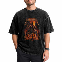 Firefighter Memorial Honor Service Sacrifice 343 Washed Cotton T-Shirt In Memory Of Fallen Brothers Patriotic 9 11 Tribute