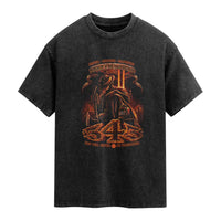 Firefighter Memorial Honor Service Sacrifice 343 Washed Cotton T-Shirt In Memory Of Fallen Brothers Patriotic 9 11 Tribute