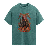 Firefighter Memorial Honor Service Sacrifice 343 Washed Cotton T-Shirt In Memory Of Fallen Brothers Patriotic 9 11 Tribute