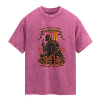 Firefighter Memorial Honor Service Sacrifice 343 Washed Cotton T-Shirt In Memory Of Fallen Brothers Patriotic 9 11 Tribute