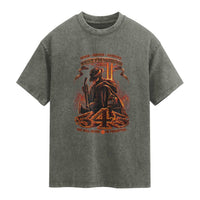 Firefighter Memorial Honor Service Sacrifice 343 Washed Cotton T-Shirt In Memory Of Fallen Brothers Patriotic 9 11 Tribute