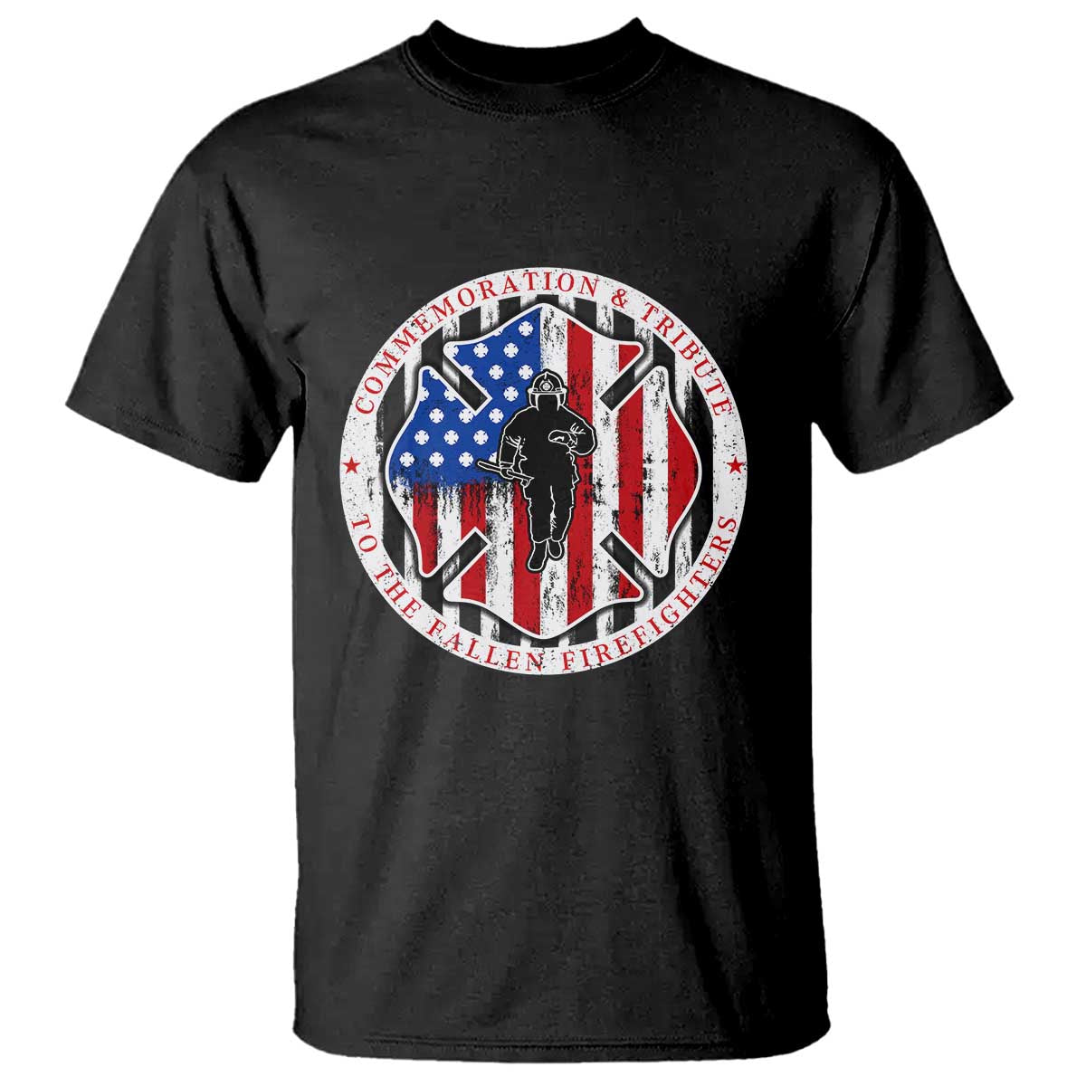 Commemoration Tribute Fallen Firefighters 9 11 Memorial T Shirt Maltese Cross Patriotic Honor Fallen Brothers