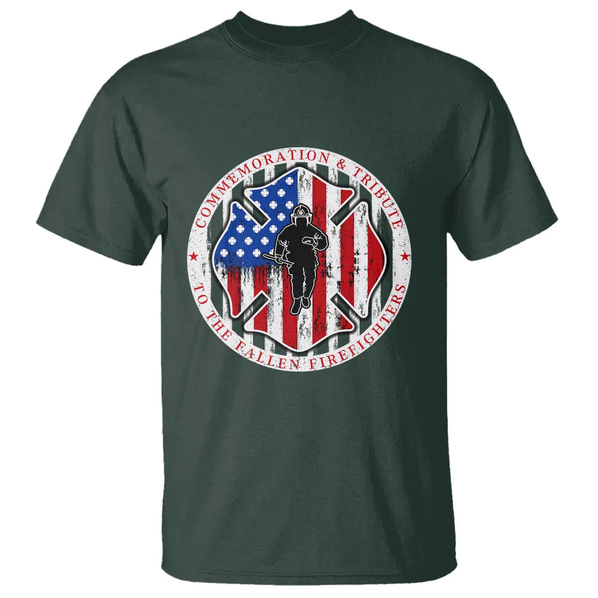 Commemoration Tribute Fallen Firefighters 9 11 Memorial T Shirt Maltese Cross Patriotic Honor Fallen Brothers