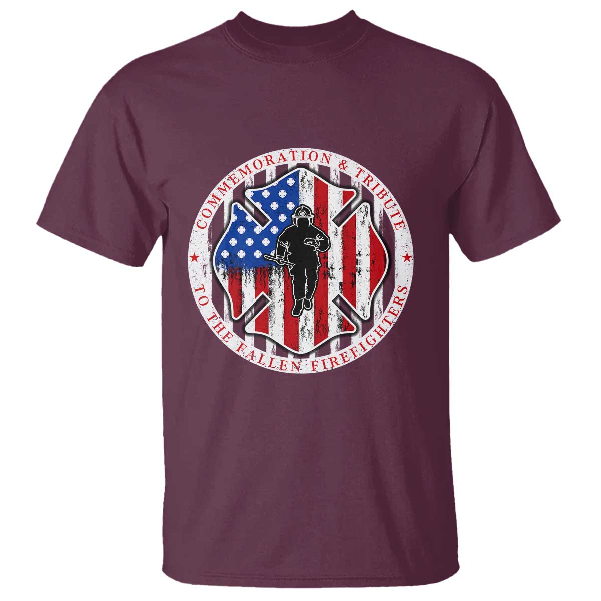 Commemoration Tribute Fallen Firefighters 9 11 Memorial T Shirt Maltese Cross Patriotic Honor Fallen Brothers