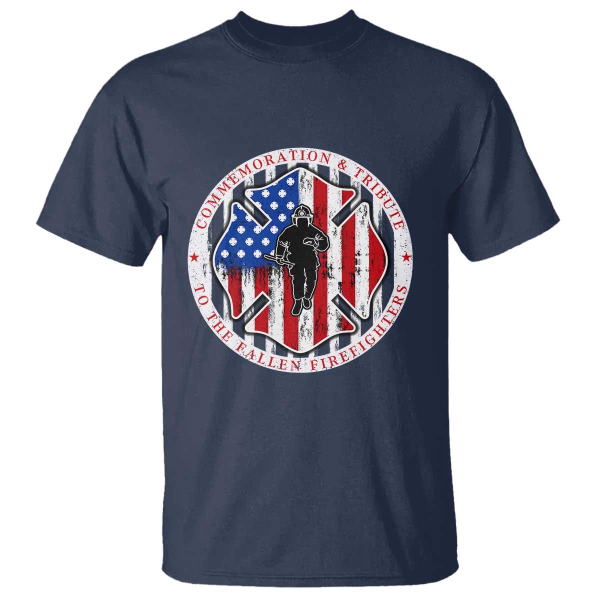 Commemoration Tribute Fallen Firefighters 9 11 Memorial T Shirt Maltese Cross Patriotic Honor Fallen Brothers