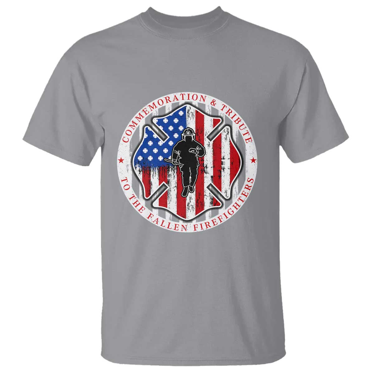 Commemoration Tribute Fallen Firefighters 9 11 Memorial T Shirt Maltese Cross Patriotic Honor Fallen Brothers