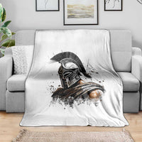 Ancient Spartan Warrior Watercolor Splatter Graphic Throw Blanket Greek Mythology Enthusiast History Gift