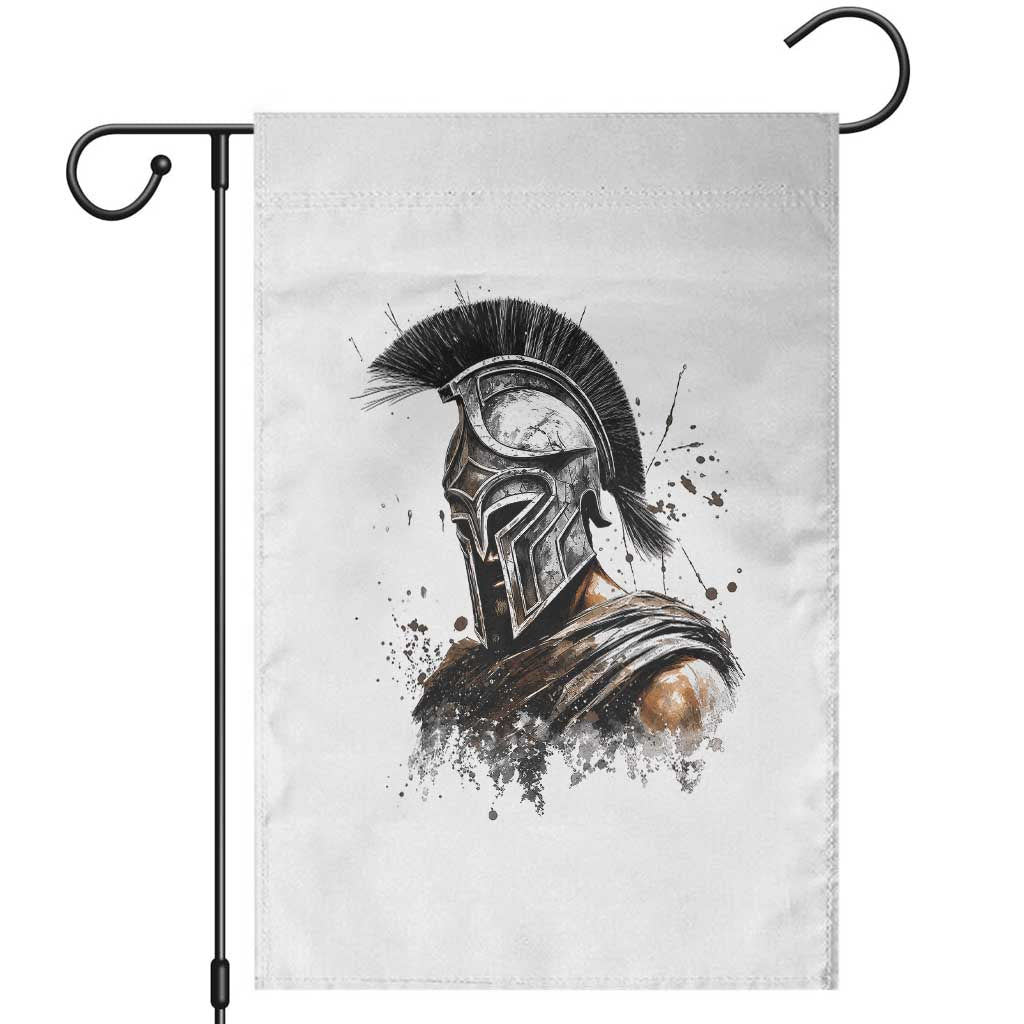Ancient Spartan Warrior Watercolor Splatter Graphic Garden Flag Greek Mythology Enthusiast History Gift