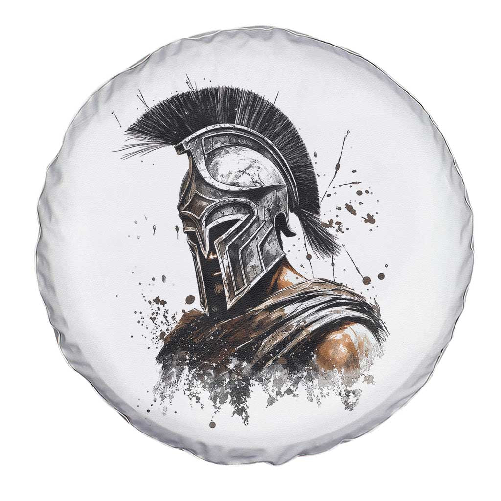 Ancient Spartan Warrior Watercolor Splatter Graphic Spare Tire Cover Greek Mythology Enthusiast History Gift