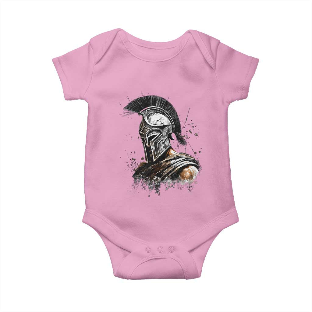 Ancient Spartan Warrior Watercolor Splatter Graphic Baby Onesie Greek Mythology Enthusiast History Gift