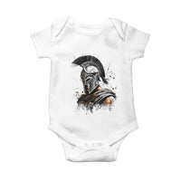 Ancient Spartan Warrior Watercolor Splatter Graphic Baby Onesie Greek Mythology Enthusiast History Gift