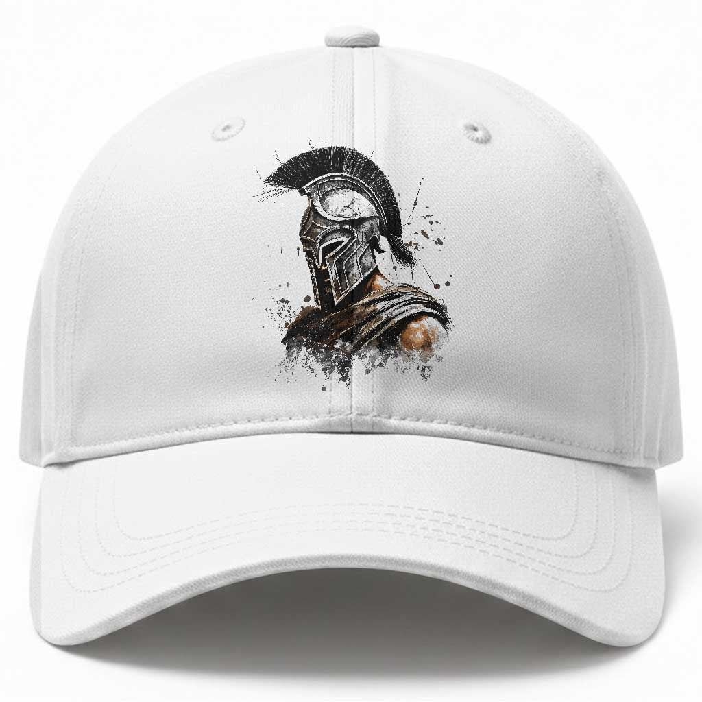 Ancient Spartan Warrior Watercolor Splatter Graphic Baseball Cap Greek Mythology Enthusiast History Gift