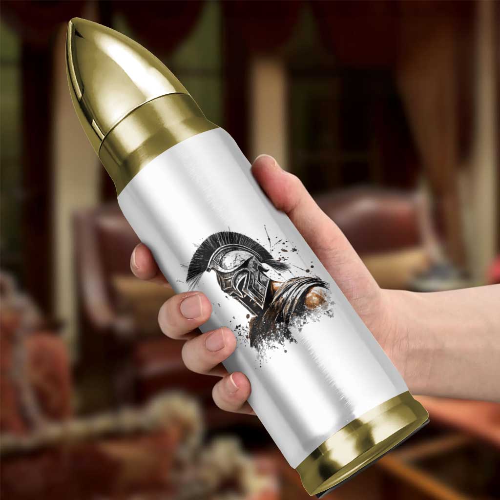 Ancient Spartan Warrior Watercolor Splatter Graphic Bullet Tumbler Greek Mythology Enthusiast History Gift