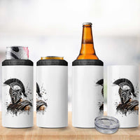 Ancient Spartan Warrior Watercolor Splatter Graphic 4 in 1 Can Cooler Tumbler Greek Mythology Enthusiast History Gift