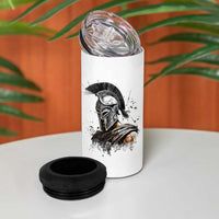 Ancient Spartan Warrior Watercolor Splatter Graphic 4 in 1 Can Cooler Tumbler Greek Mythology Enthusiast History Gift