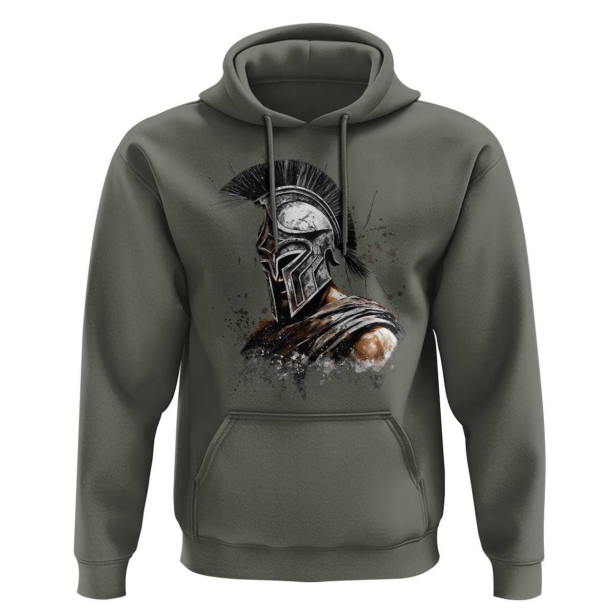 Ancient Spartan Warrior Watercolor Splatter Graphic Hoodie Greek Mythology Enthusiast History Gift