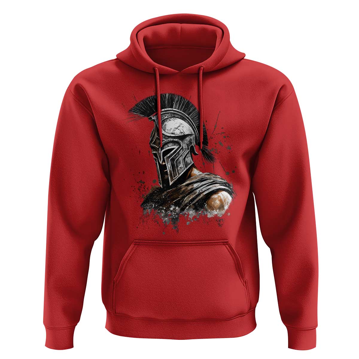 Ancient Spartan Warrior Watercolor Splatter Graphic Hoodie Greek Mythology Enthusiast History Gift
