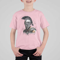 Ancient Spartan Warrior Watercolor Splatter Graphic T Shirt For Kid Greek Mythology Enthusiast History Gift