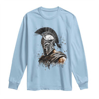 Ancient Spartan Warrior Watercolor Splatter Graphic Long Sleeve Shirt Greek Mythology Enthusiast History Gift