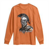Ancient Spartan Warrior Watercolor Splatter Graphic Long Sleeve Shirt Greek Mythology Enthusiast History Gift