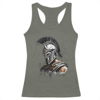 Ancient Spartan Warrior Watercolor Splatter Graphic Racerback Tank Top Greek Mythology Enthusiast History Gift