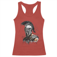 Ancient Spartan Warrior Watercolor Splatter Graphic Racerback Tank Top Greek Mythology Enthusiast History Gift