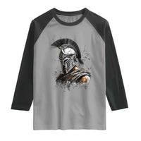 Ancient Spartan Warrior Watercolor Splatter Graphic Raglan Shirt Greek Mythology Enthusiast History Gift
