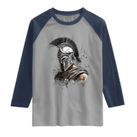Ancient Spartan Warrior Watercolor Splatter Graphic Raglan Shirt Greek Mythology Enthusiast History Gift