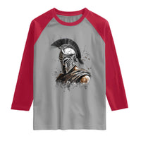 Ancient Spartan Warrior Watercolor Splatter Graphic Raglan Shirt Greek Mythology Enthusiast History Gift