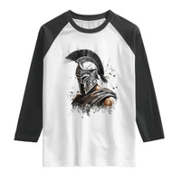 Ancient Spartan Warrior Watercolor Splatter Graphic Raglan Shirt Greek Mythology Enthusiast History Gift