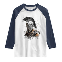 Ancient Spartan Warrior Watercolor Splatter Graphic Raglan Shirt Greek Mythology Enthusiast History Gift