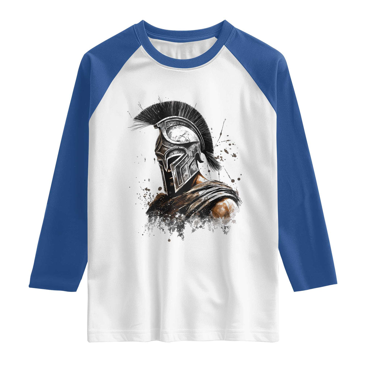Ancient Spartan Warrior Watercolor Splatter Graphic Raglan Shirt Greek Mythology Enthusiast History Gift