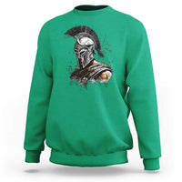 Ancient Spartan Warrior Watercolor Splatter Graphic Sweatshirt Greek Mythology Enthusiast History Gift