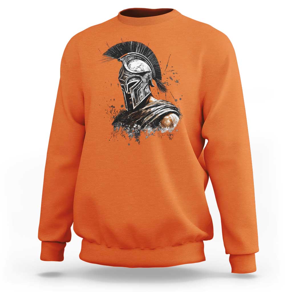 Ancient Spartan Warrior Watercolor Splatter Graphic Sweatshirt Greek Mythology Enthusiast History Gift