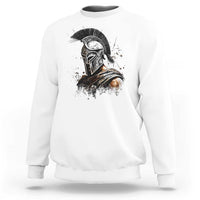 Ancient Spartan Warrior Watercolor Splatter Graphic Sweatshirt Greek Mythology Enthusiast History Gift