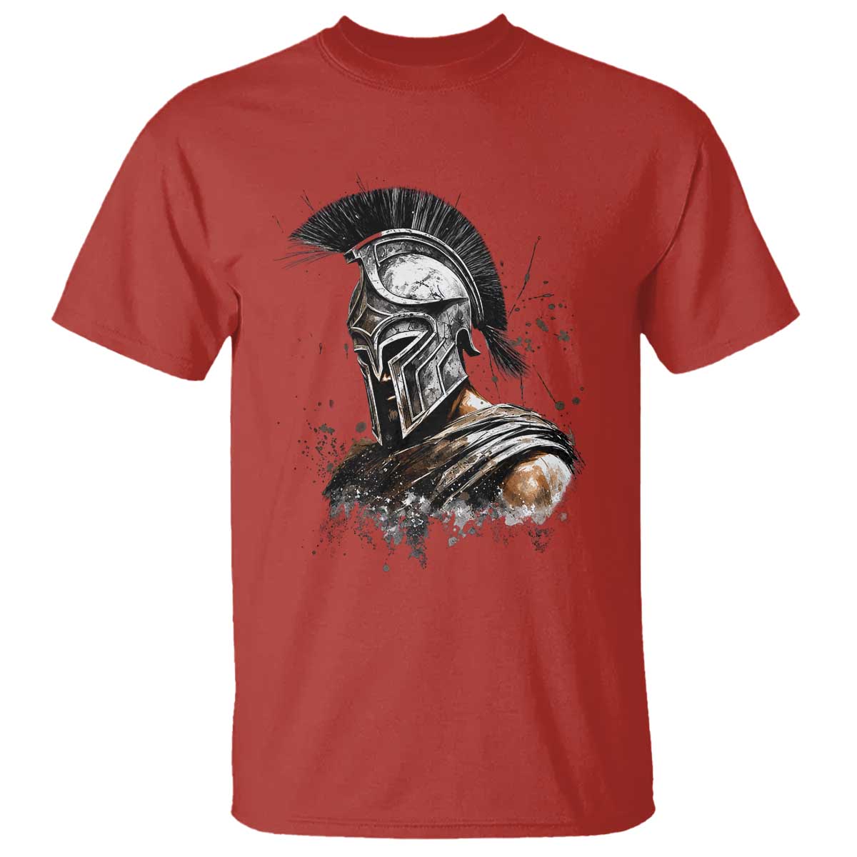 Ancient Spartan Warrior Watercolor Splatter Graphic T Shirt Greek Mythology Enthusiast History Gift