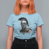 Ancient Spartan Warrior Watercolor Splatter Graphic T Shirt For Women Greek Mythology Enthusiast History Gift