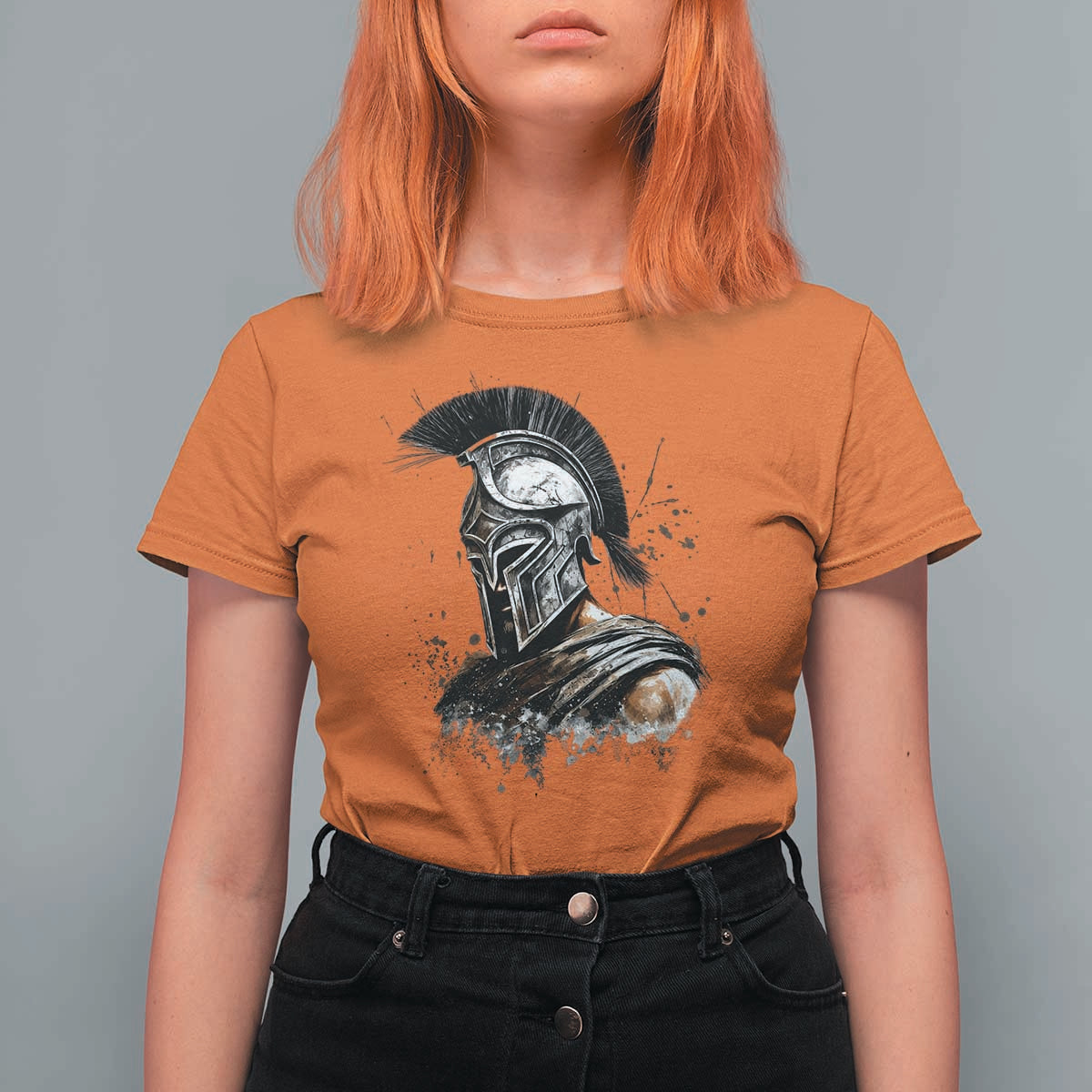 Ancient Spartan Warrior Watercolor Splatter Graphic T Shirt For Women Greek Mythology Enthusiast History Gift