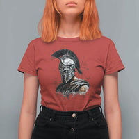 Ancient Spartan Warrior Watercolor Splatter Graphic T Shirt For Women Greek Mythology Enthusiast History Gift