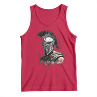 Ancient Spartan Warrior Watercolor Splatter Graphic Tank Top Greek Mythology Enthusiast History Gift