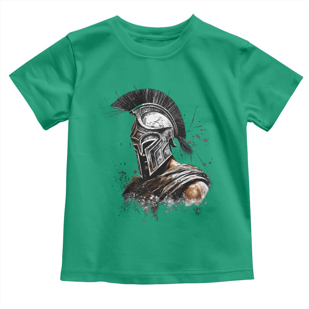 Ancient Spartan Warrior Watercolor Splatter Graphic Toddler T Shirt Greek Mythology Enthusiast History Gift