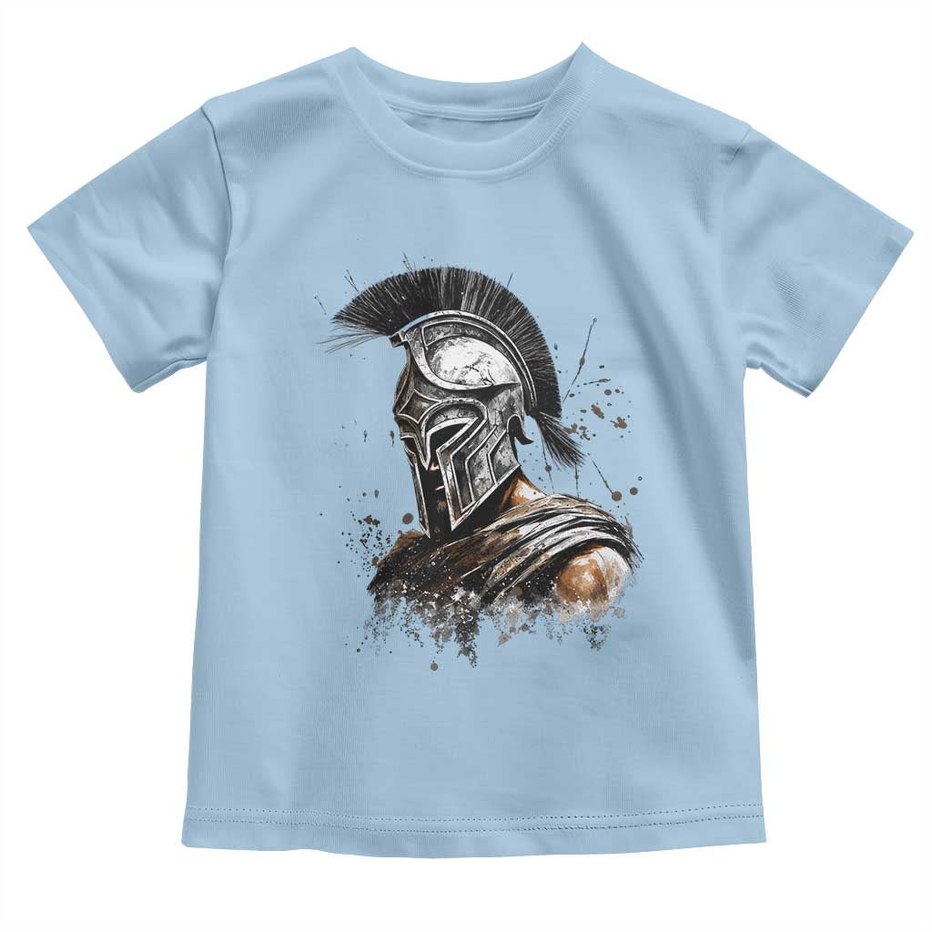 Ancient Spartan Warrior Watercolor Splatter Graphic Toddler T Shirt Greek Mythology Enthusiast History Gift