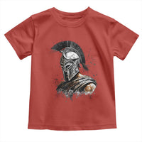 Ancient Spartan Warrior Watercolor Splatter Graphic Toddler T Shirt Greek Mythology Enthusiast History Gift