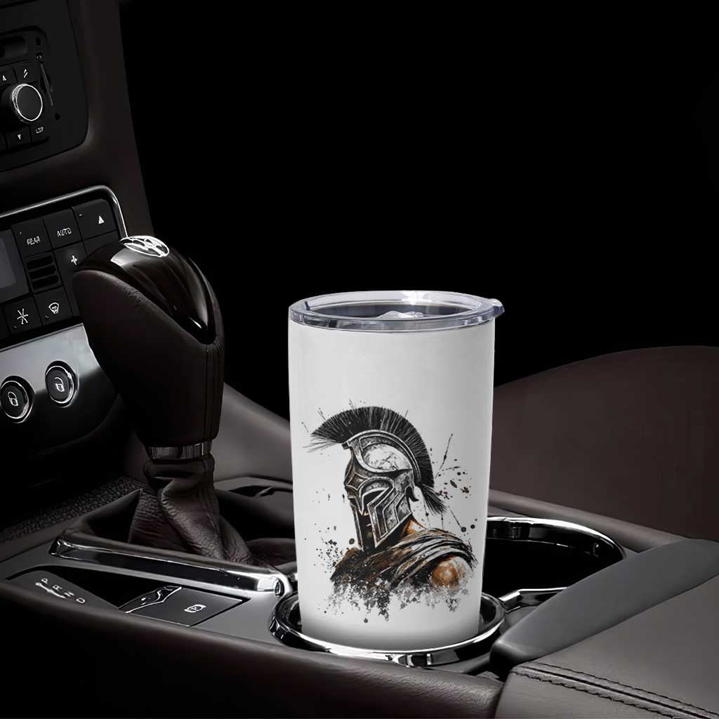 Ancient Spartan Warrior Watercolor Splatter Graphic Tumbler Cup Greek Mythology Enthusiast History Gift