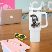 Ancient Spartan Warrior Watercolor Splatter Graphic Tumbler With Handle Greek Mythology Enthusiast History Gift